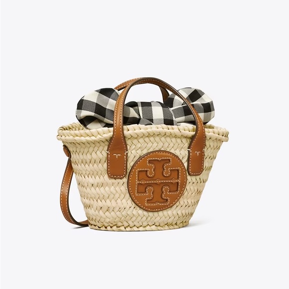 NWT Tory Burch Ella Straw Basket Micro Tote Bag Natural Classic Cuoio 82156 - Picture 11 of 12